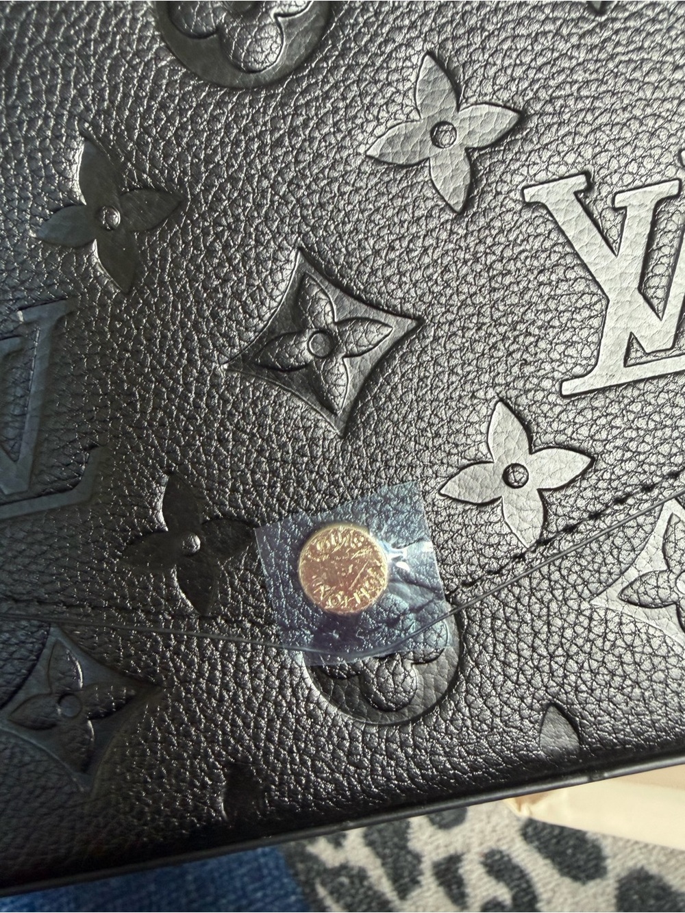 Louis. Vuitton. Black Embossed Crossbody Purse with Gold Chain - Picture 6 of 7
